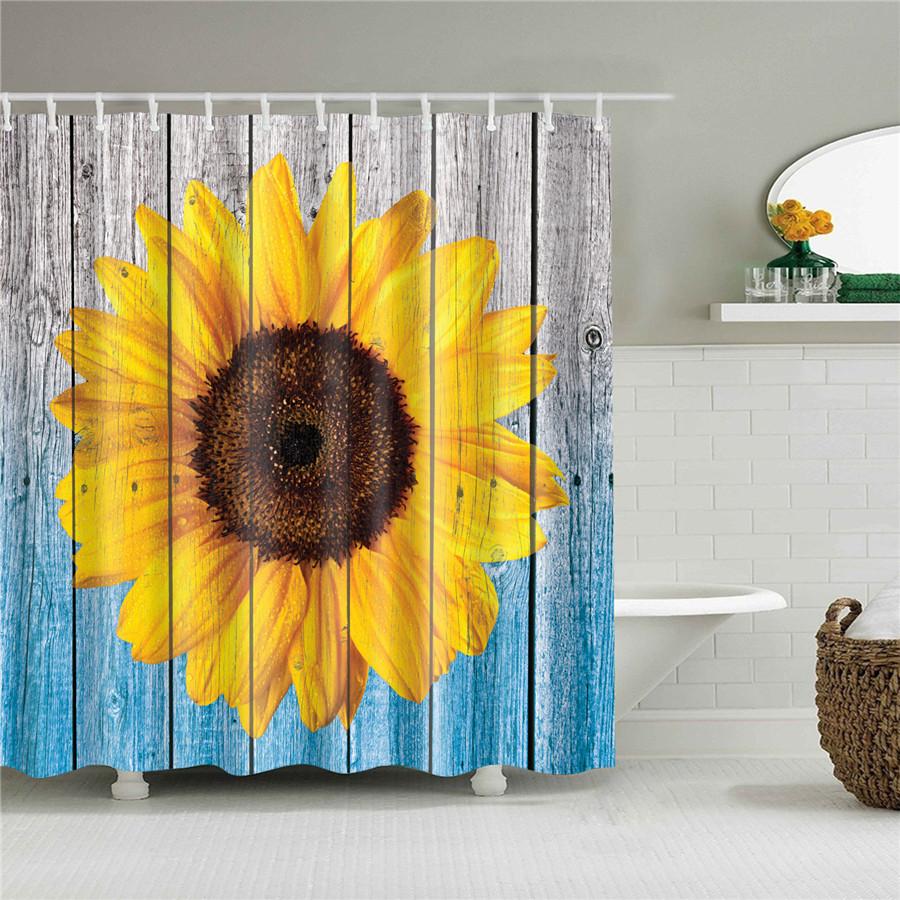 Flower Painting Printed Mildew Proof Polyester Shower Curtains Washable Waterproof Shower Curtains For Bathroom Home Decor