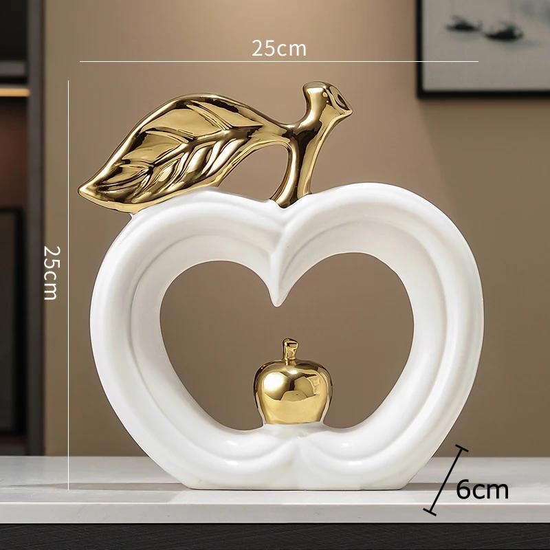 Gold-plated Hollowed Out Pear Statue Desk Decoration Ornaments Minimalism Fruits Pear Ceramic Sculpture Room Aesthetics Decor