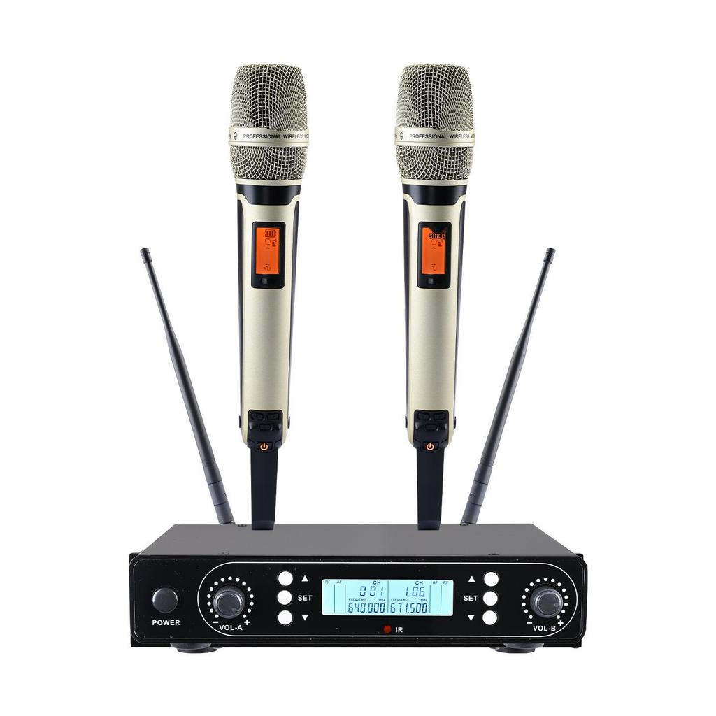 Dual UHF Wireless Microphones for Stage, Home, KTV, and Outdoor Speaker Performances