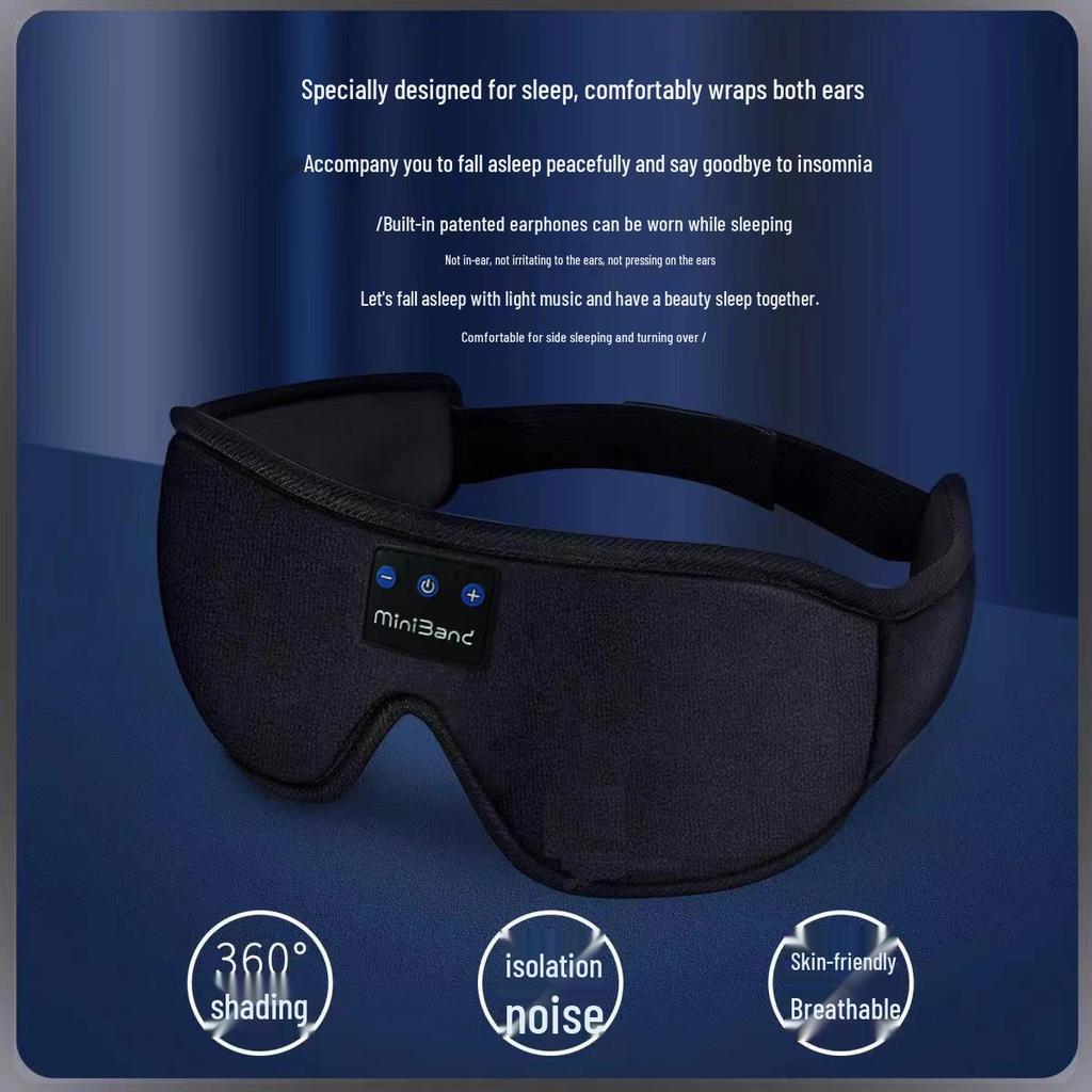 Bluetooth 5.3 Music Eye Mask with Stereo Sound and Light Blocking for Sleep Aid and Eye Protection.