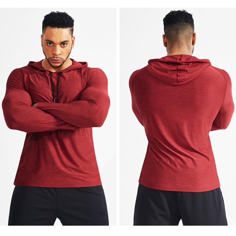 Hooded Long Sleeve Men's Sports T Shirt Sports Compression Jerseys Quick Drying Shirt Training Blouse Fitness Tops
