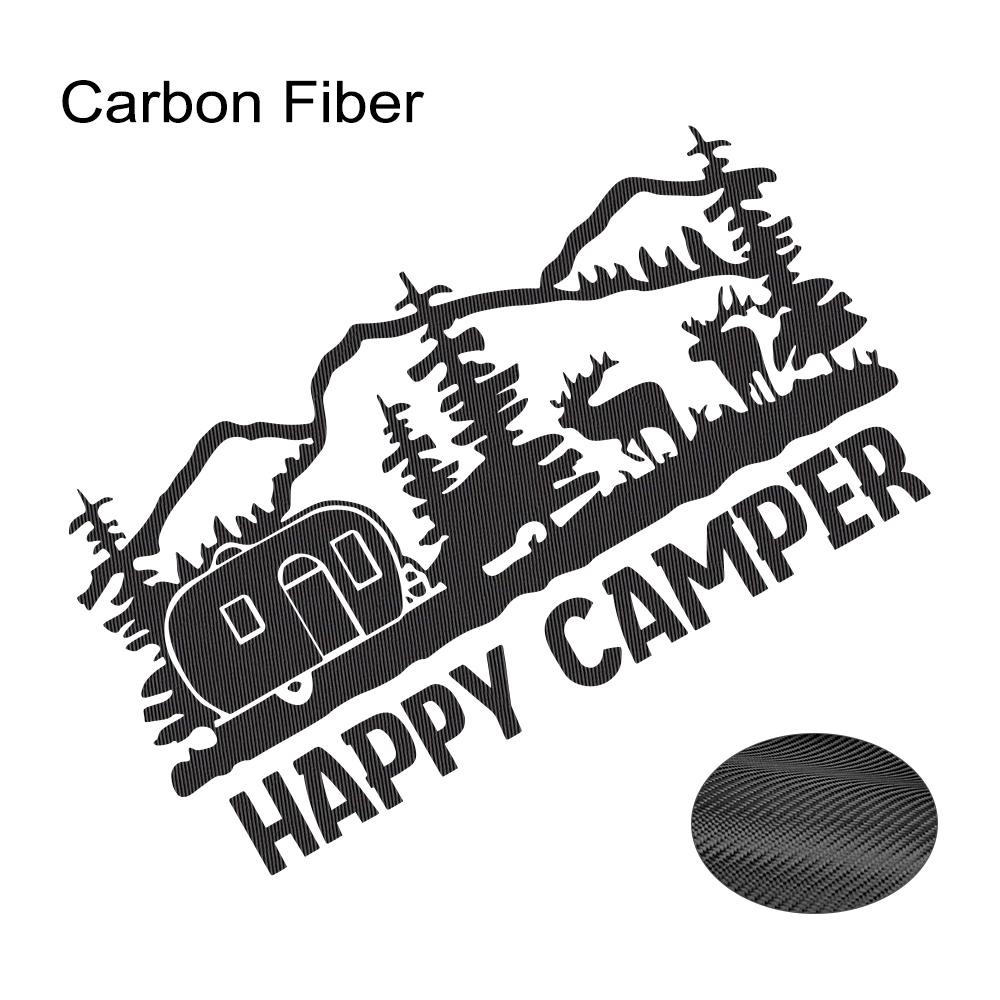 Happy Camper Mountain Camping Tree Car Sticker for Van Motovan Motorhome Caravan Vinyl Decoration Decals Auto Tuning Accessories