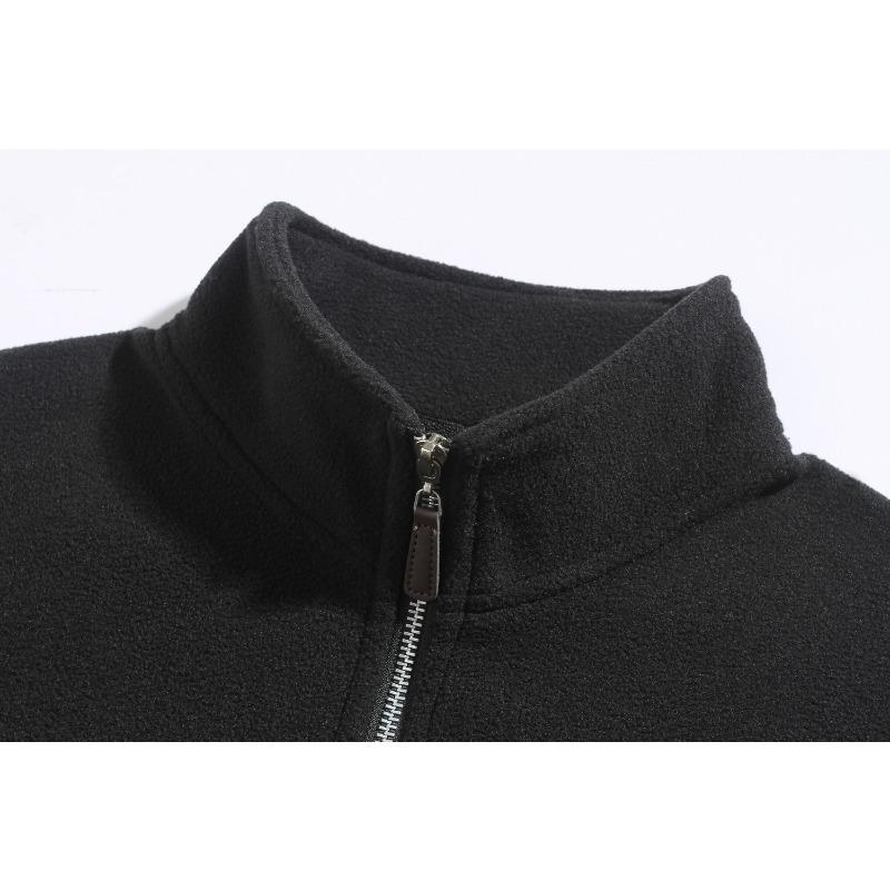 Trendy Shaker Standing Collar Semi-Zip Long Sleeve Sweatshirt Casual Solid Color Men Moisture Wicking Comfortable Fit Skin-friendly Breathable Tops