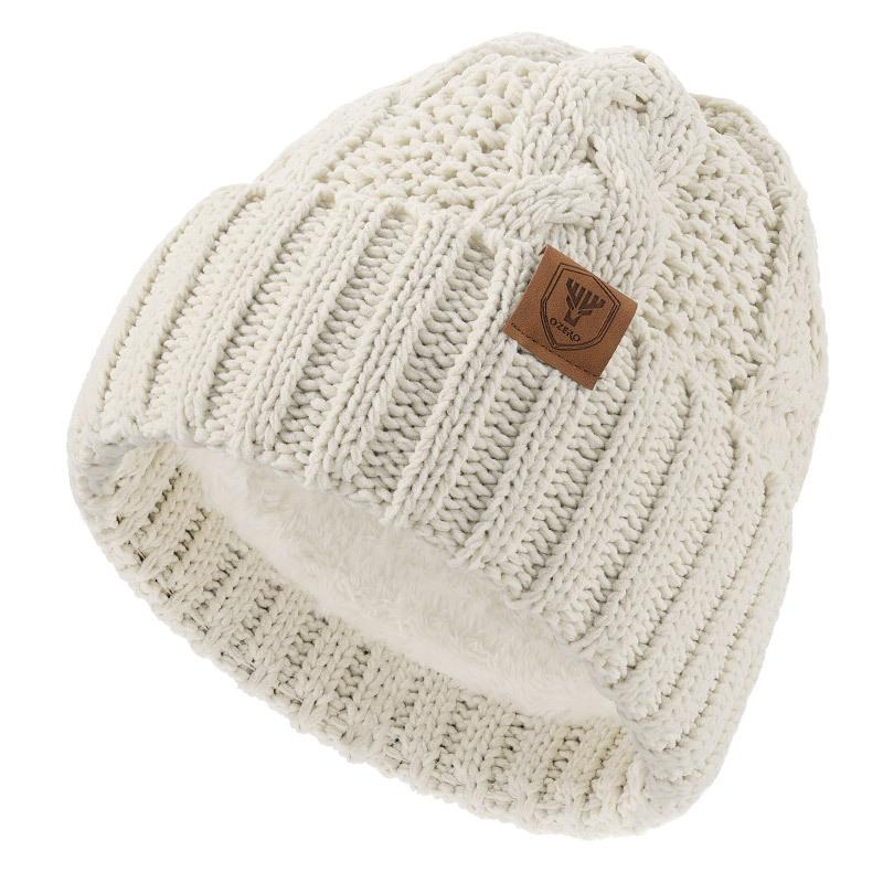 Autumn and Winter Warm Knitted Hat for Women Solid Color Ear Protection Bag Head Hat Plus Velvet Thickened Couple Outdoor Cold Proof Wool Hat