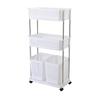 Three-Tier Rolling Storage Rack: Plastic Shelf for Bathroom, Kitchen, or Laundry.