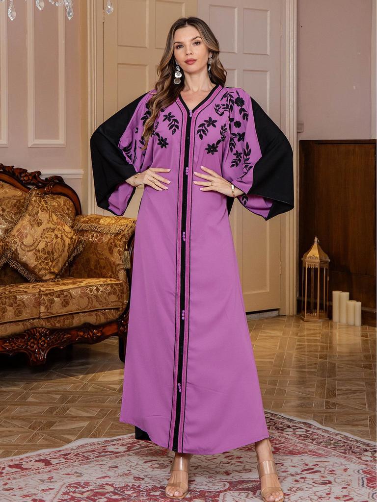 Dubai Travel Casual Muslim Women's Embroidered Arabian Robe