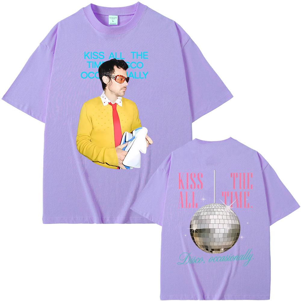 Küss Mich Immer Disco Gelegentlich Grafik T-Shirt Herren Damen Mode Hip Hop Übergroße T-Shirts Herren Freizeit Baumwoll-T-Shirts