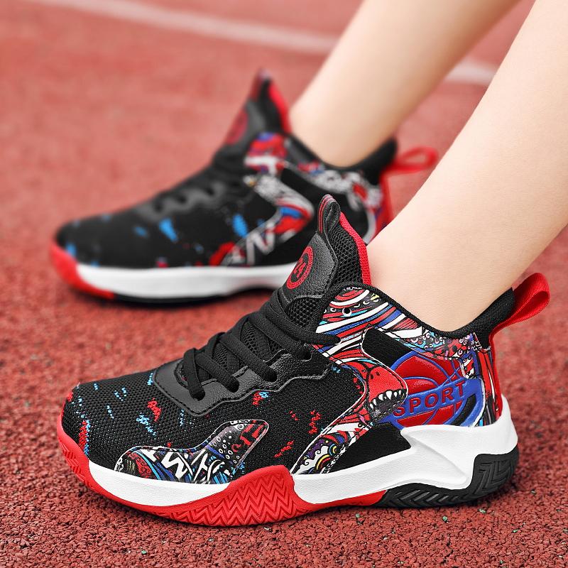 31-40 Tenårings Pluss Størrelse Sklisikker Slitesterk Pustende Mote Høye Basketballsko Fritidssko
