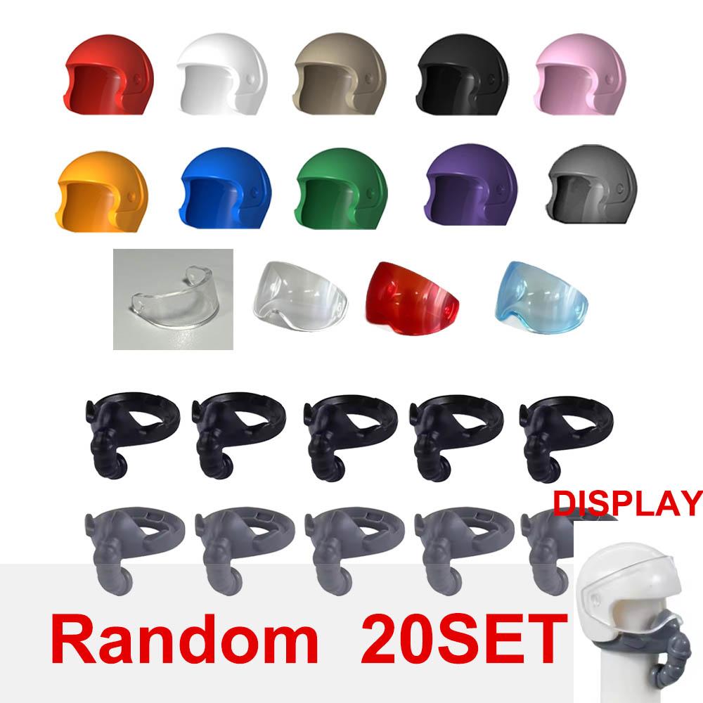 Military Building Block Figure Cap Tactical Helmet Alpha Motorcycle Lenses Gas Masks Flame Emitter Night Vision Device Gift Toys