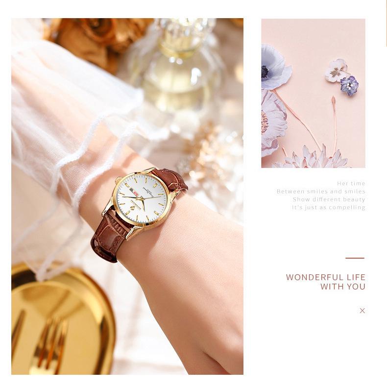 BINBOND Waterproof Couple Watches with Double Calendar - Women's Model