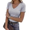 2026 New Women's Short-Sleeve Stretch V-Neck Slim Fit Casual Solid Color T-Shirt