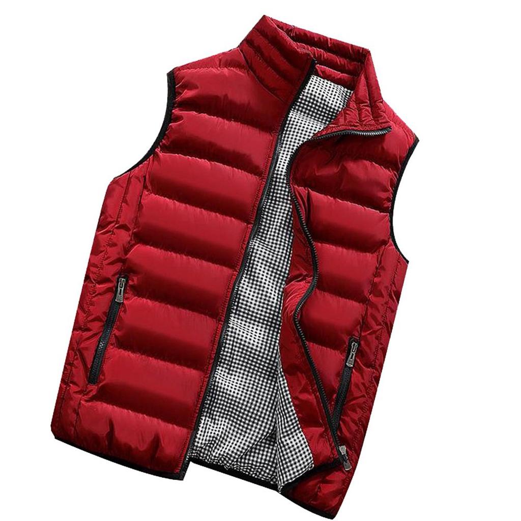 Men Winter Coat Padded Cotton Vest Warm Hooded Thick Vest Tops Jacket