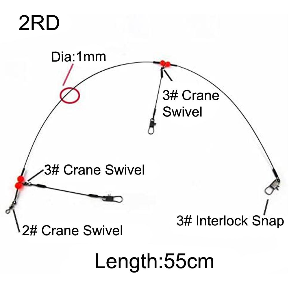 24Pcs/Bag Fishing Wire Leader Rigs Trace With Swivels Snaps Beads Arms Fishing Lures Steel Wire Leader Spinner Fishing Line