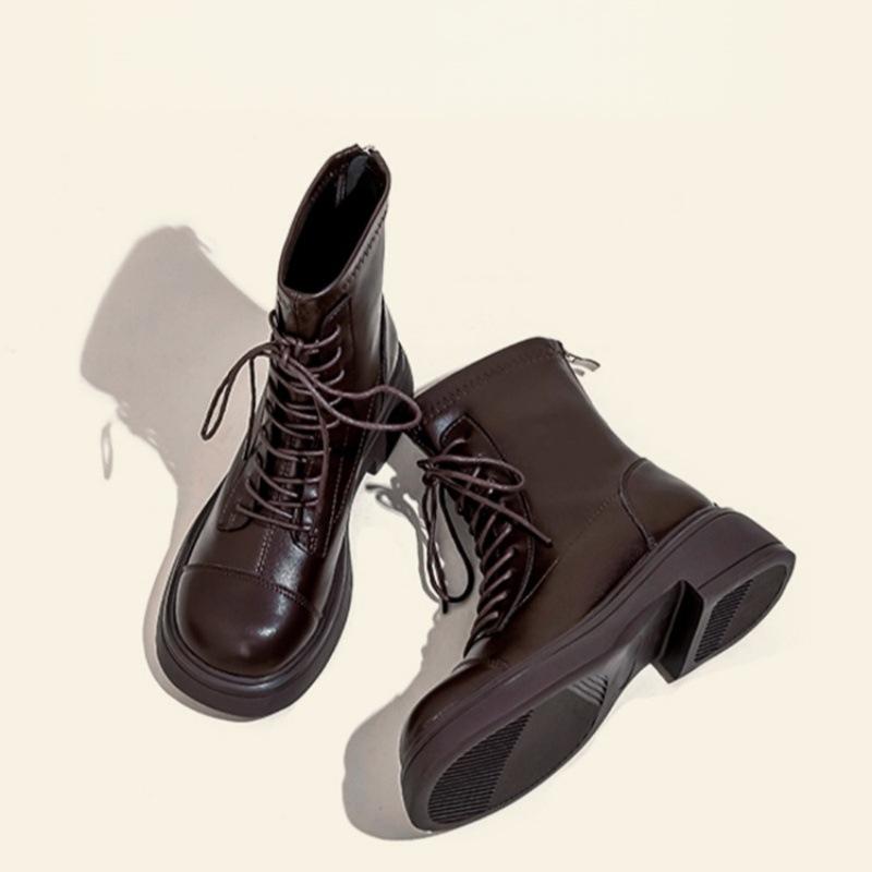 

Elastic Skinny Long Martin Boots High Heel New Autumn and Winter Fleece Women s Boots Thick-soled High British Knight Boots 40