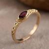 Ancient Gold Pattern Ring with Red Stone - Unique Fashion Design