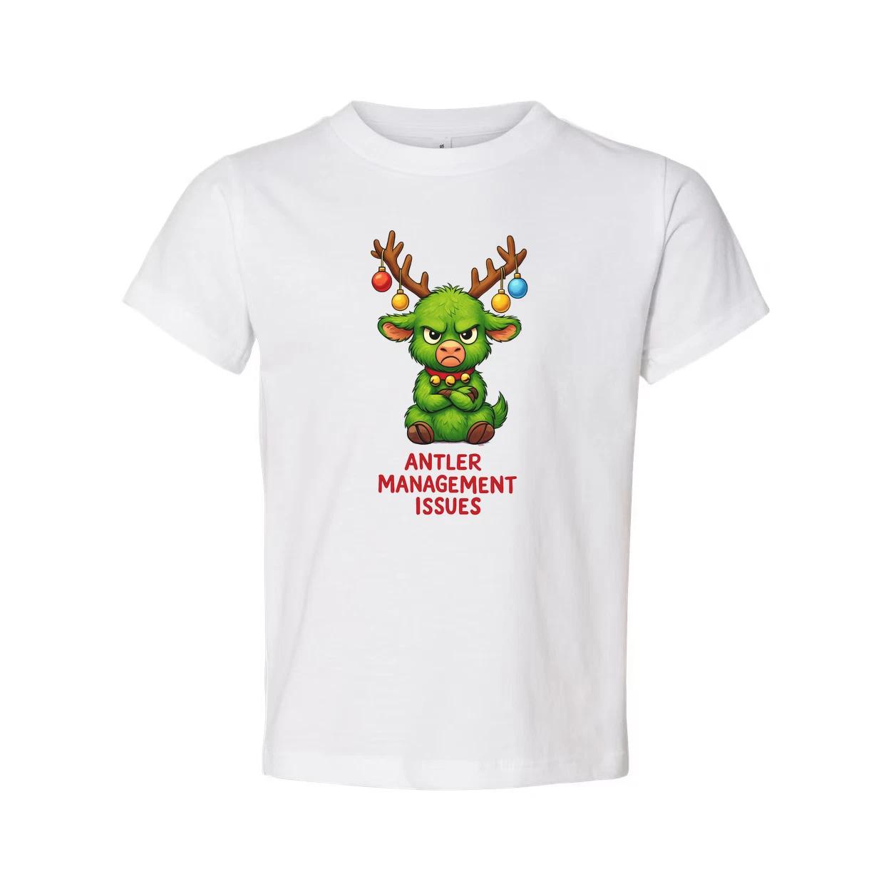 

Unisex Antler Management Issues Graphic T Shirt Featuring Grumpy Green Antlered 3XL