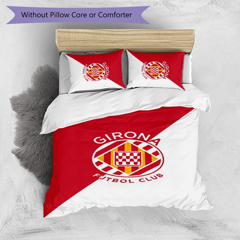 Girona FC Printed 3PCS Bedding Set Breathable Duvet Cover with Pillowcases Decorative Bed Linen for Bedroom Home