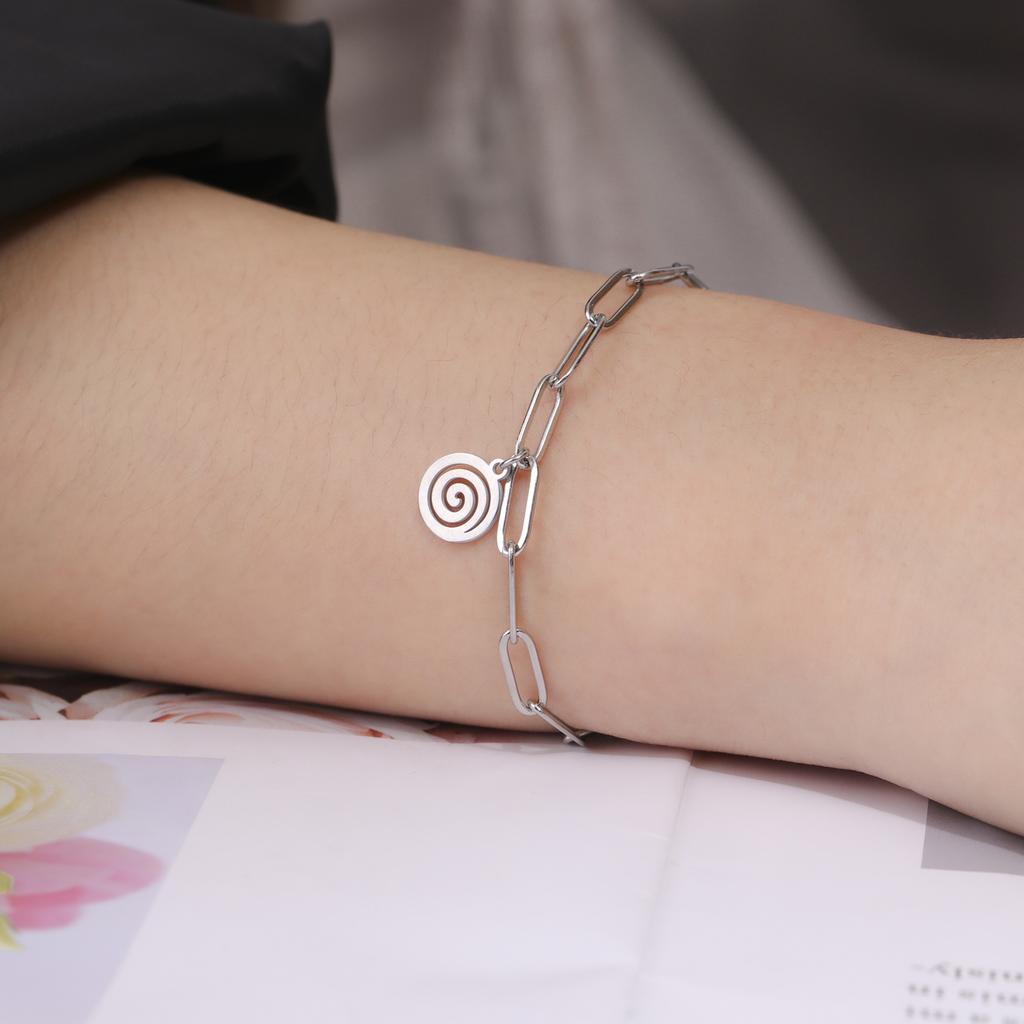 Cazador Spiral Swirl Charm Bracelet Stainless Steel Jewelry Paper Clip Chain Bracelets for Women Gift 2025 Trend Wholesale New