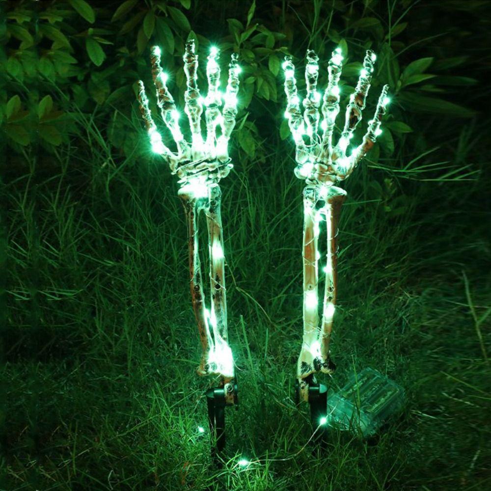 Exquisite Lighted Skeleton Hand Props Handmade Plastic Glowing Skeleton Hand Weatherproof Battery Operated