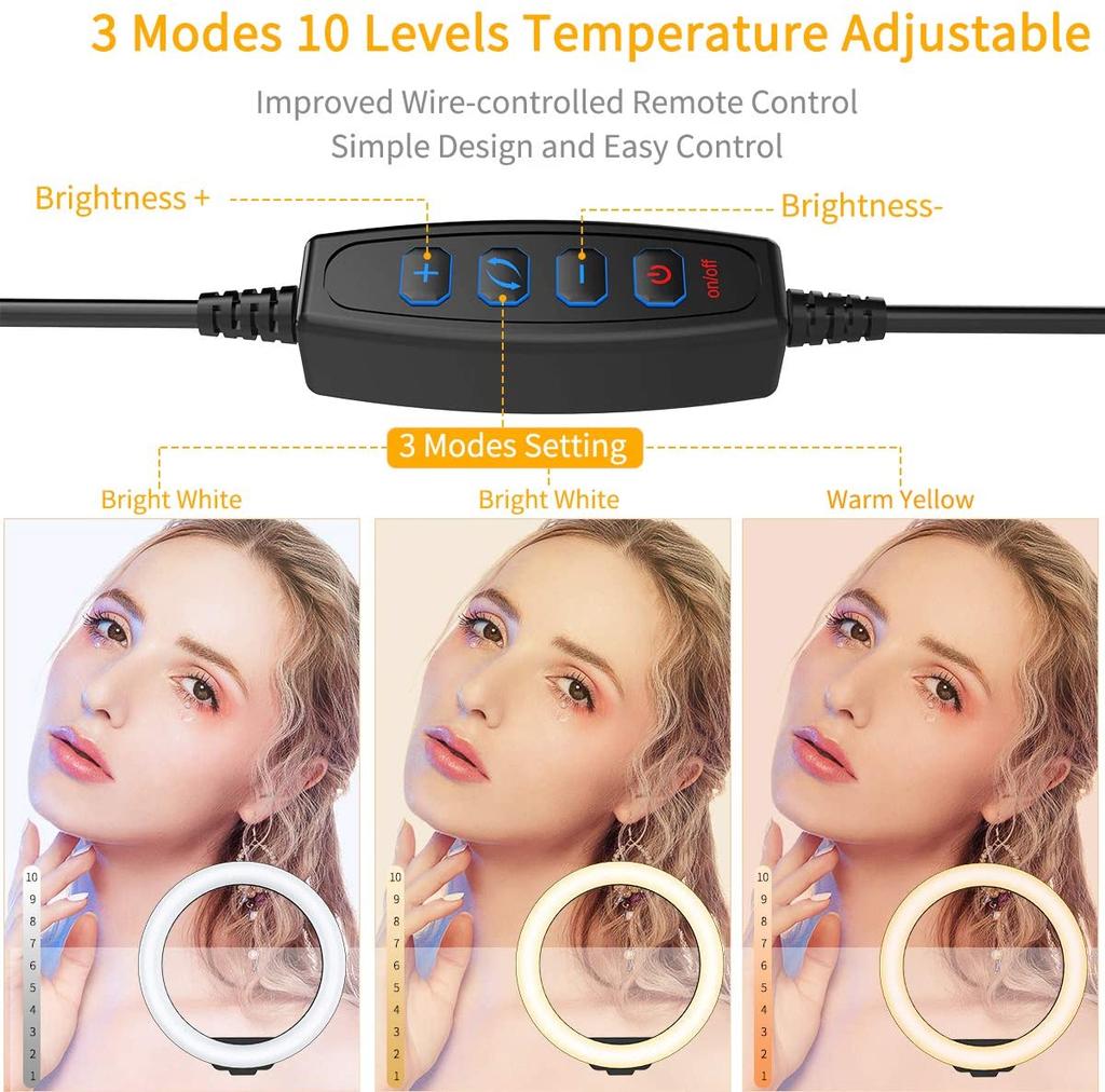 LED Selfie Ring Lamp Photographic Selfie Ring Lighting USB Remote Fill light For YouTube Vlog Video Live Phone Holder & Tripod
