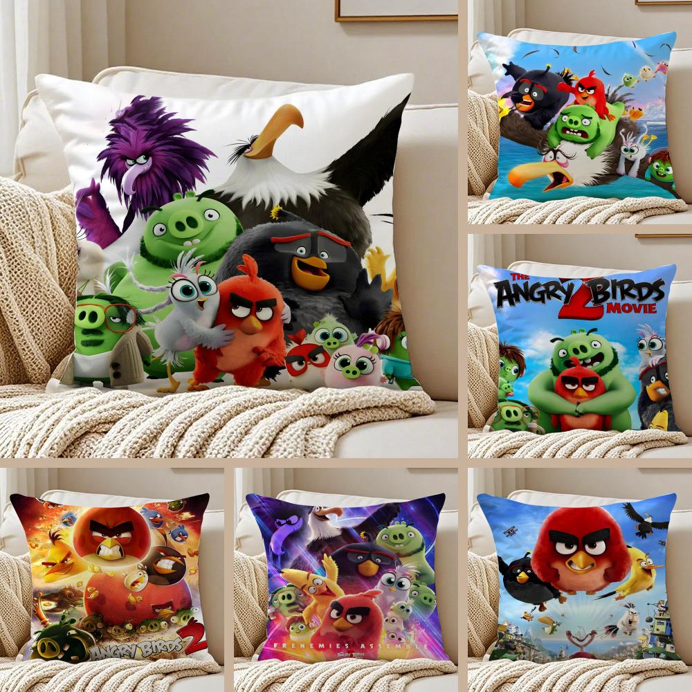Popular Cartoon Crazy-A-Angry Birds-Game Cushion Cover Pillowcase Anti-Dustmite Living Room Sofa Decor Cushion Room