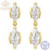 WUIHA Vintage 925 Sterling Silver Marquise Cut D Color Real GRA Moissanite Diamonds Gemstone Drop Dangle Earrings Fine Jewelry