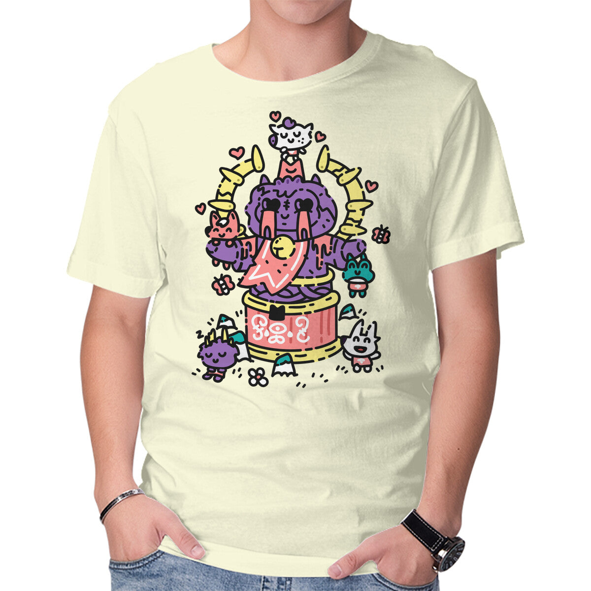 Unisex Crew Neck T-Shirt Little Cult Club Graphic Short Sleeve Casual Tee L