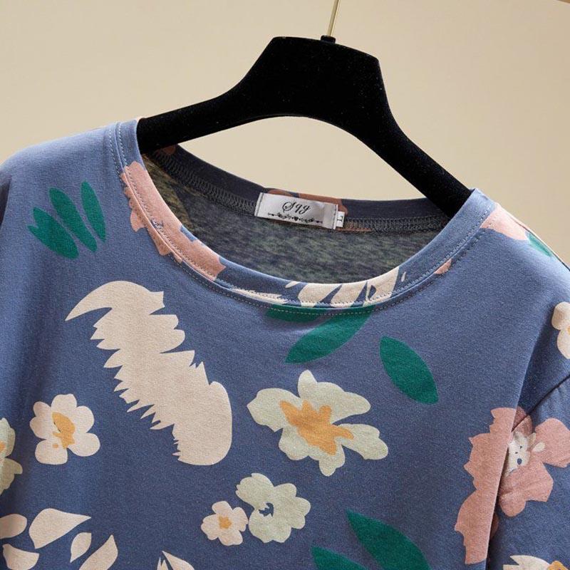 Large Size T-shirt Women Summer Loose Cotton Bottoming Shirt Round Neck Pullover Short Sleeve Tops