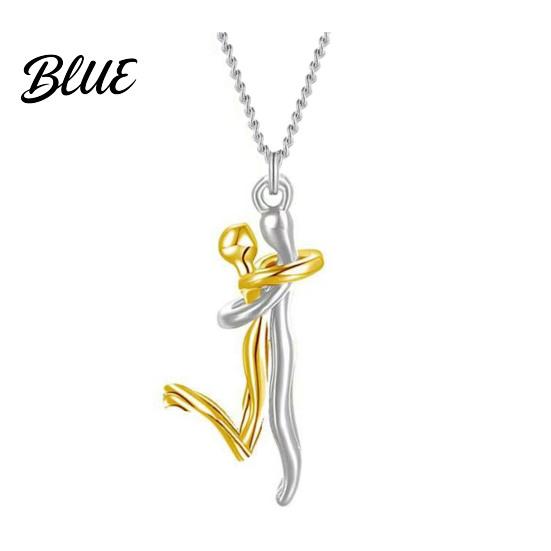 Love Symbol Jewelry Couple Hug Pendant Necklace 3D Embracing Romantic