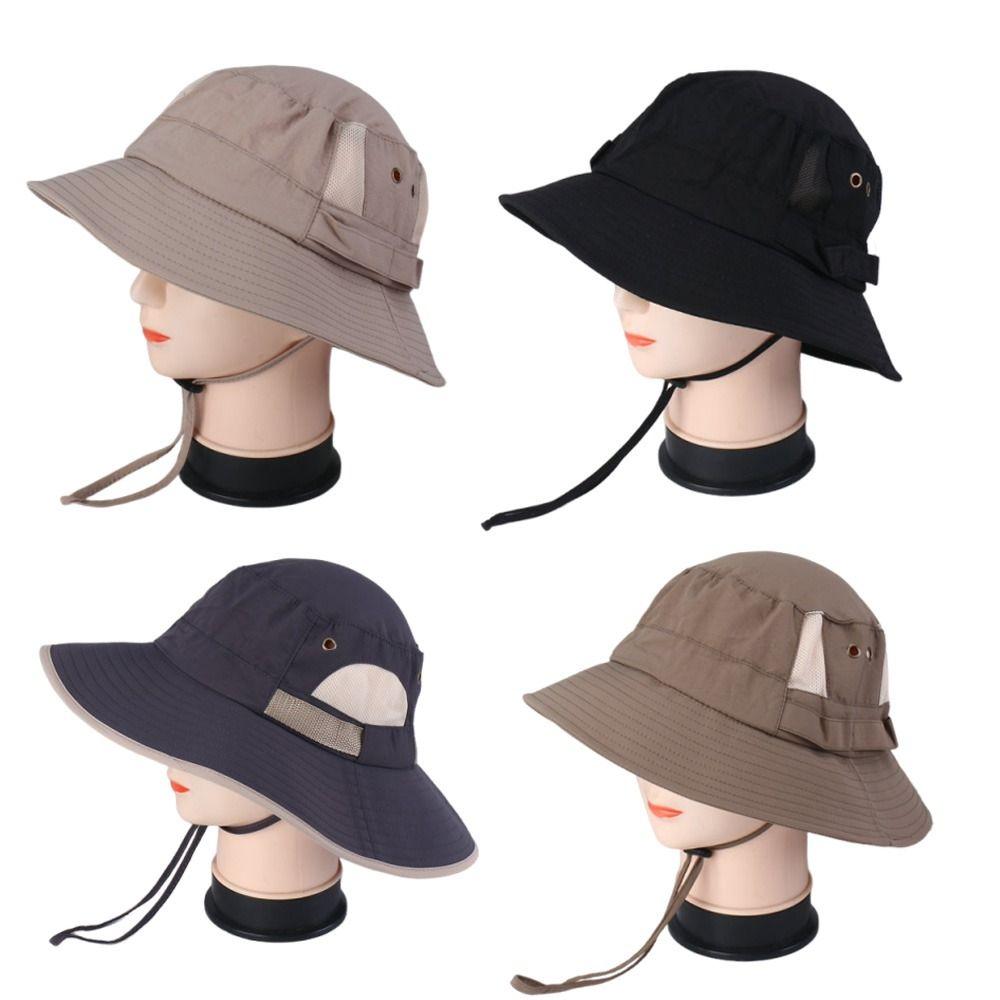 Fashionable Foldable Fishing Hat Wide Brim Breathable Mesh Fisherman Hat UV Protection Windproof Panama Cap Mountaineering