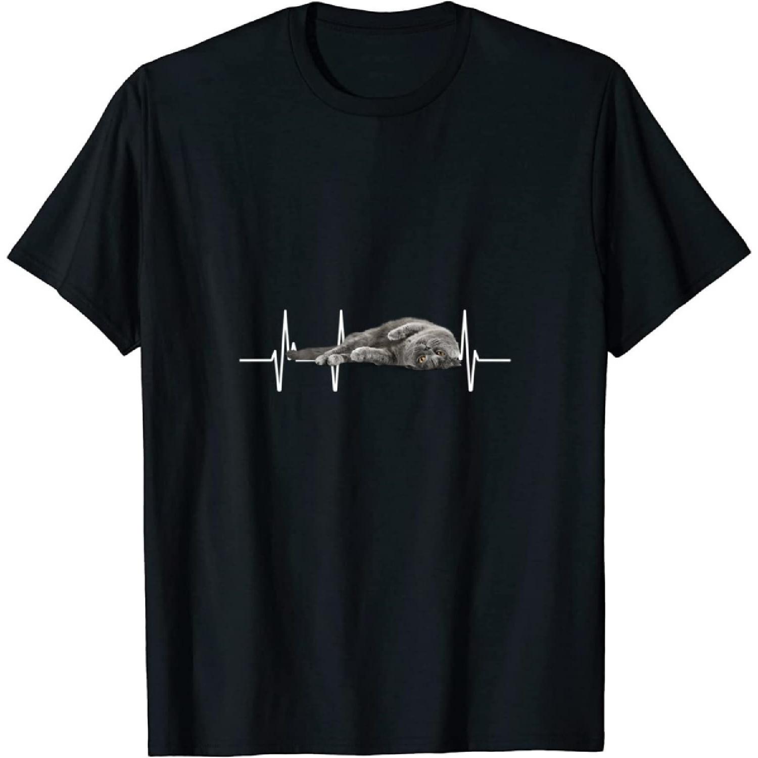 

British Shorthair Cat Lady Girl Cat Heartbeat T-Shirt Sweatshirt Hoodie Tank top V-Neck for Men Women Kids XXXXXL різнокольоровий