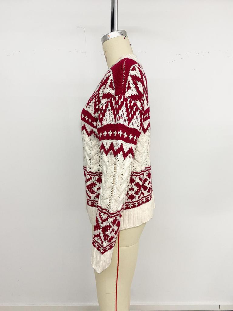 Hundred Percent Clothing 2025 Autumn/Winter Nordic Retro Christmas Women's Warm Round Neck Sweater