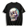 Vibrant Skull Print Trendy Casual Top Pure Cotton T-shirt