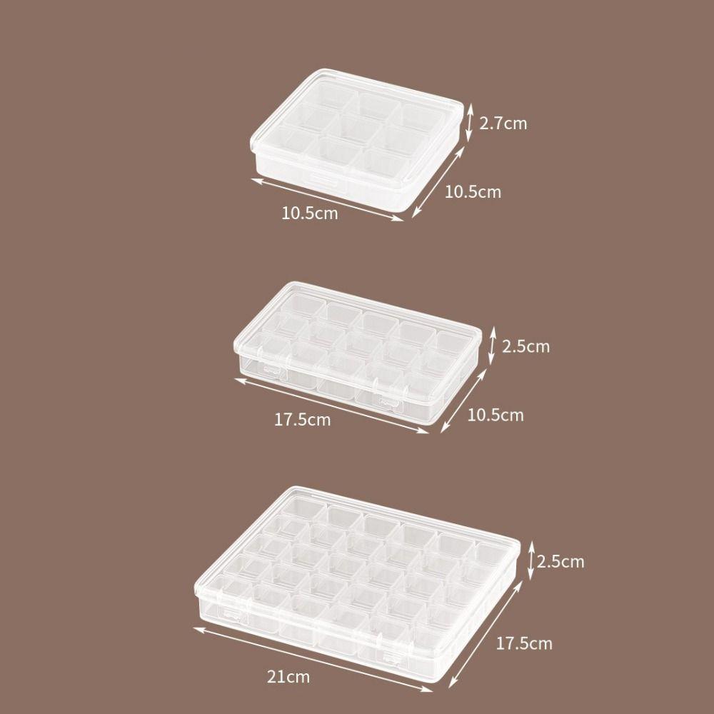 Grid Compartment Jewelry Storage Box Transparent Clear Multi-Grid Design Earring Display Case Plastic Material
