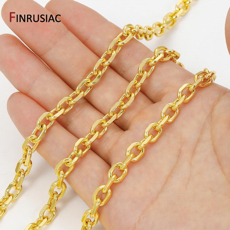 18K Gold Plated Brass Thick Heavy Oval Chains For Necklace Bracelet Accessories,6.6*9mm Chain for DIY Jewelry Making Findings