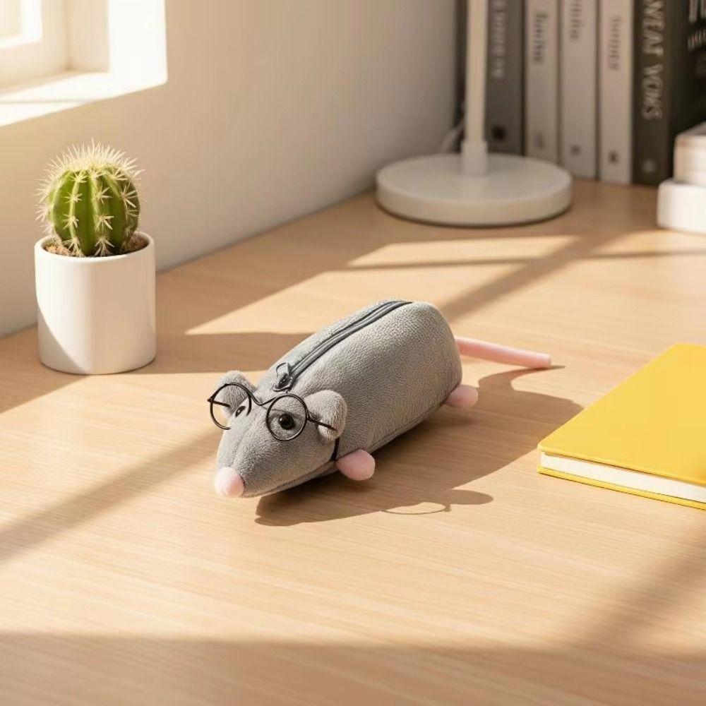 Astuccio Portapenne Peluche a Forma di Topo Grande Capacità Borsa a Fumetti di Topo Borsa per Contenere Cancelleria Contenitore per Trucco