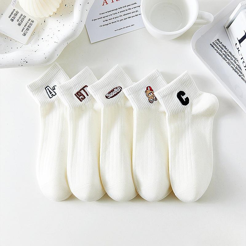 

5/10 Pairs of Women s Socks Spring and Summer Thin Cute Boat Socks Low Top Shallow Mouth Socks One Size(5 pairs) білий