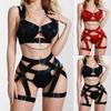 Sexy Lingerie Set Women Hollow Bra Panty Leg Ring See Through Underwear Erotic Costumes Lenceria Sexi Mujer