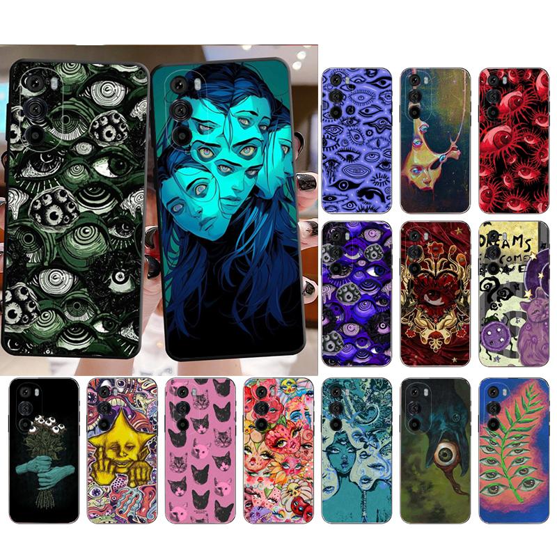 Trippy Blue Alien Eyes Phone Case For Motorola Edge 60 50 40 Pro 60 50 40 30 Ultra Neo Fusion Moto G Play G Stylus G Carcasas