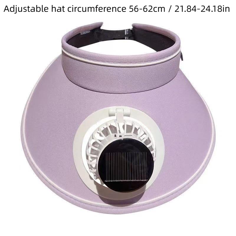 Solar Powered Fan Sun Hat Wide Brim Outdoor Breathable UV Protection Visor Cap for Hiking Fishing Beach