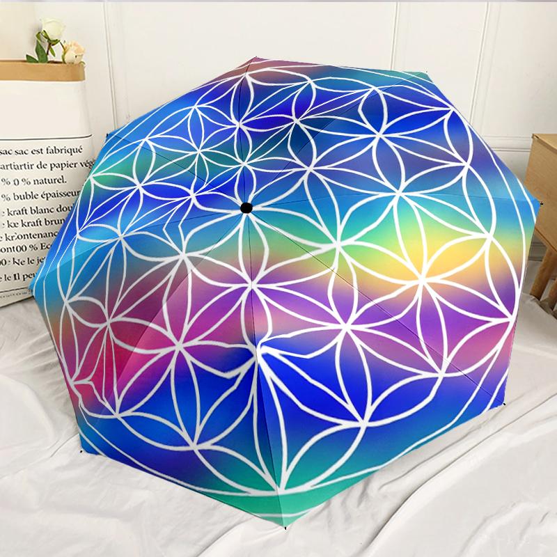 Cosmic Flower Of Life 8-Frame for Travel, camping, Casual Lightweight Portable Umbrella, Essential for every family Holidays Birthday Gift