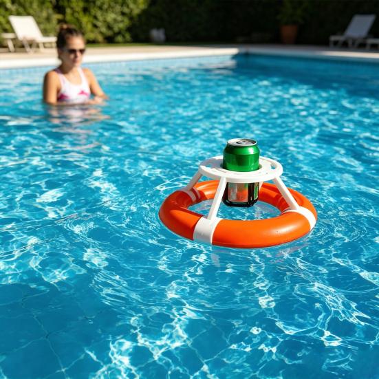 Plovoucí gyroskopický držák na nápoje, Voděodolný 3D tištěný otočný držák na plechovku nápoje do bazénu, vířivky, Letní držák na nápoje na bazénovou párty
