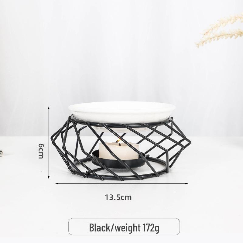 Lampă de aromaterapie transfrontalieră din fier și ceramică: Arzător de uleiuri esențiale și suport de tămâie pentru sfeșnic de birou.