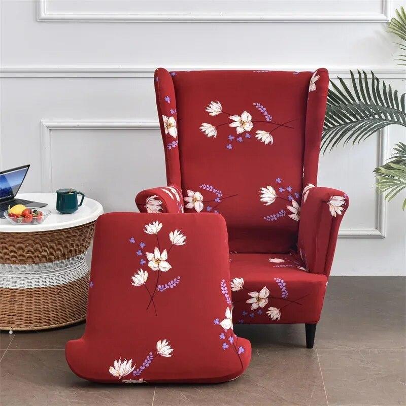 Nordic Floral Wing Chair Cover Stretch Armchair Covers Removable Relax Single Sofa Slipcover Modern Furniture Protector Cover