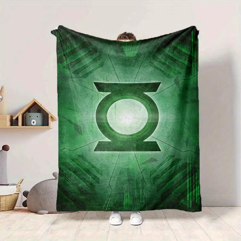 1pc Green Lantern Symbol Blanket Polyester Fiber, All Season Comfort for Sofa, Bed, Office, Car, Camping Ideal Home Decor & Gift, Office Comfort
