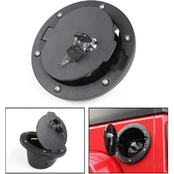 Fuel Door Cover JeCar Locking Gas Cap Cover For 2007-2018 Jeep Wrangler JK & Unlimited