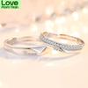 Tone Men 'S And Women 'S Open Lover Finger Ring Italian I Love You Diamond Smooth RingTrendy Finger Ring