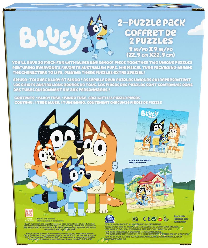 Spin Master Games Bluey Puzzle 2-Pack 36-Piece Kids Puzzle by Bluey Toys, Preschool Puzzle for Ages 3 and Up
