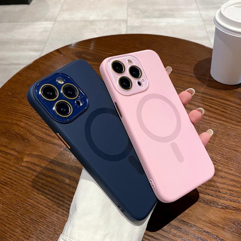 For iPhone 16 Pro Max Luxury Liquid Silicone Magsafe Magnetic Phone Case For iPhone 12 13 14 15 16 Plus Lens Protective Cover