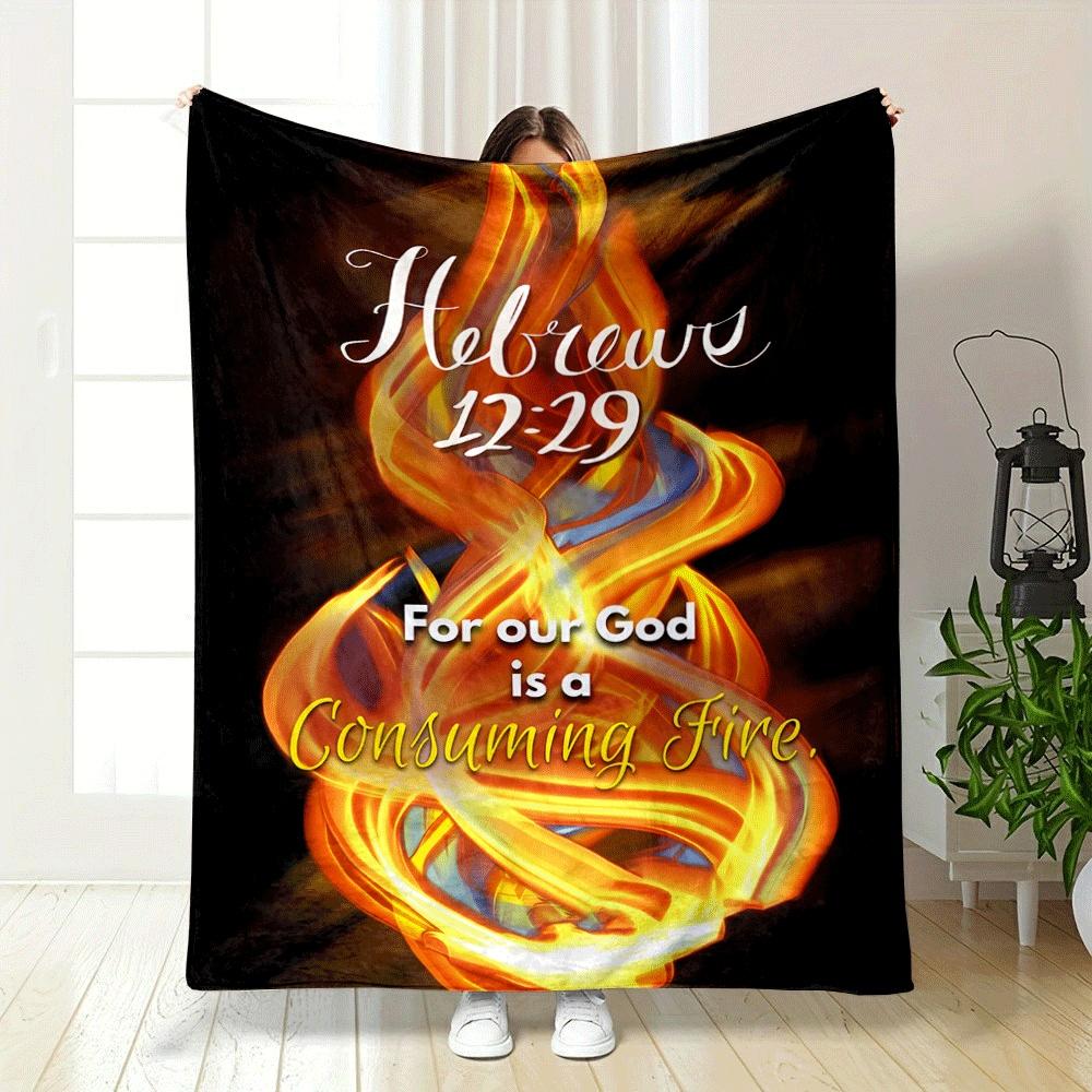 Fiery swirls with vibrant orange and yellow tones against a dark backdrop. for all seasons blanket lunch break throw gift